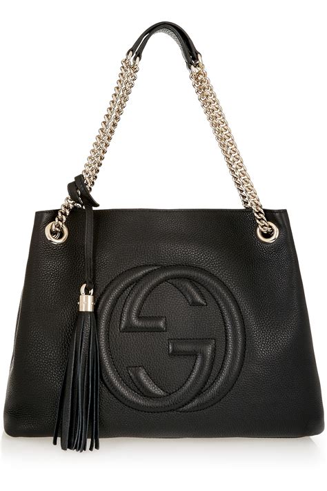 gucci black shoulder bag on chain|gucci soho shoulder bag medium.